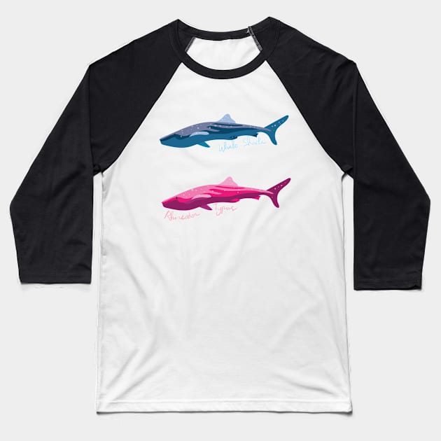 Minimalist Whale Shark Baseball T-Shirt by Vertei